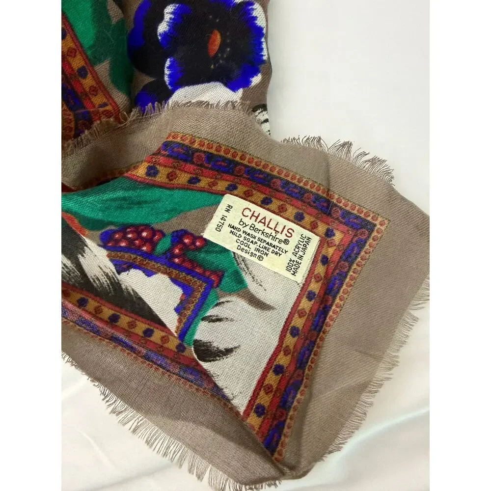Vintage 90s Challis By Berkshire Floral Square Bandana Scarf
